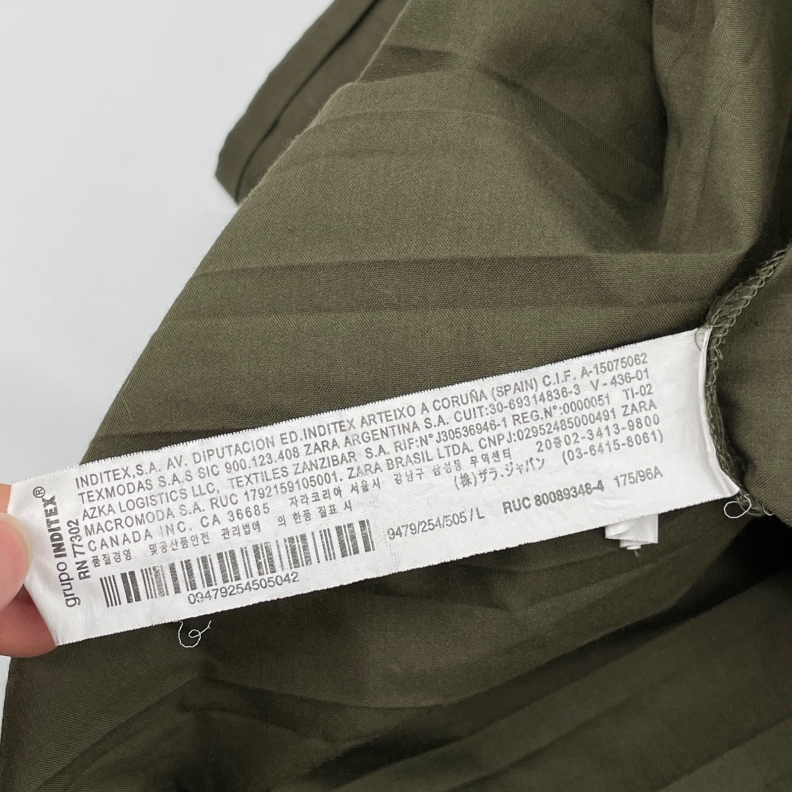 Zara womens size L Flared/Pleated Button Front midi Shirt Dress Olive green maxi