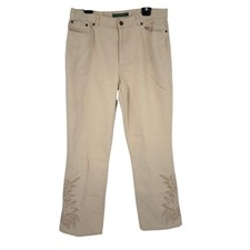 Ralph Lauren Embroidered Cream Denim Pants - Size 14