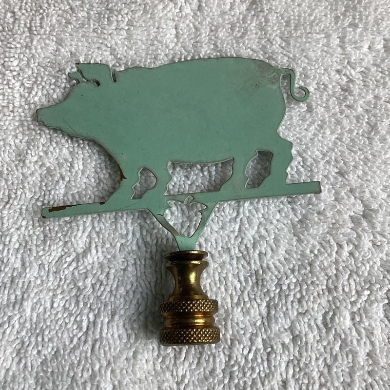 Vintage Brass Lamp (Topper)Finial Pig 3” Long