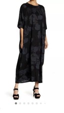 TOV LA Large (40) Black & Gray Floral Print Burnout Maxi Caftan dress laser cuts