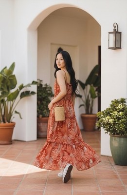 No Boundaries Size S Maxi Dress Leaf Print Orange Strappy Sleeveless | eBay No Boundaries Size S Maxi Dress Leaf Print Orange Strappy Sleeveless | eBay