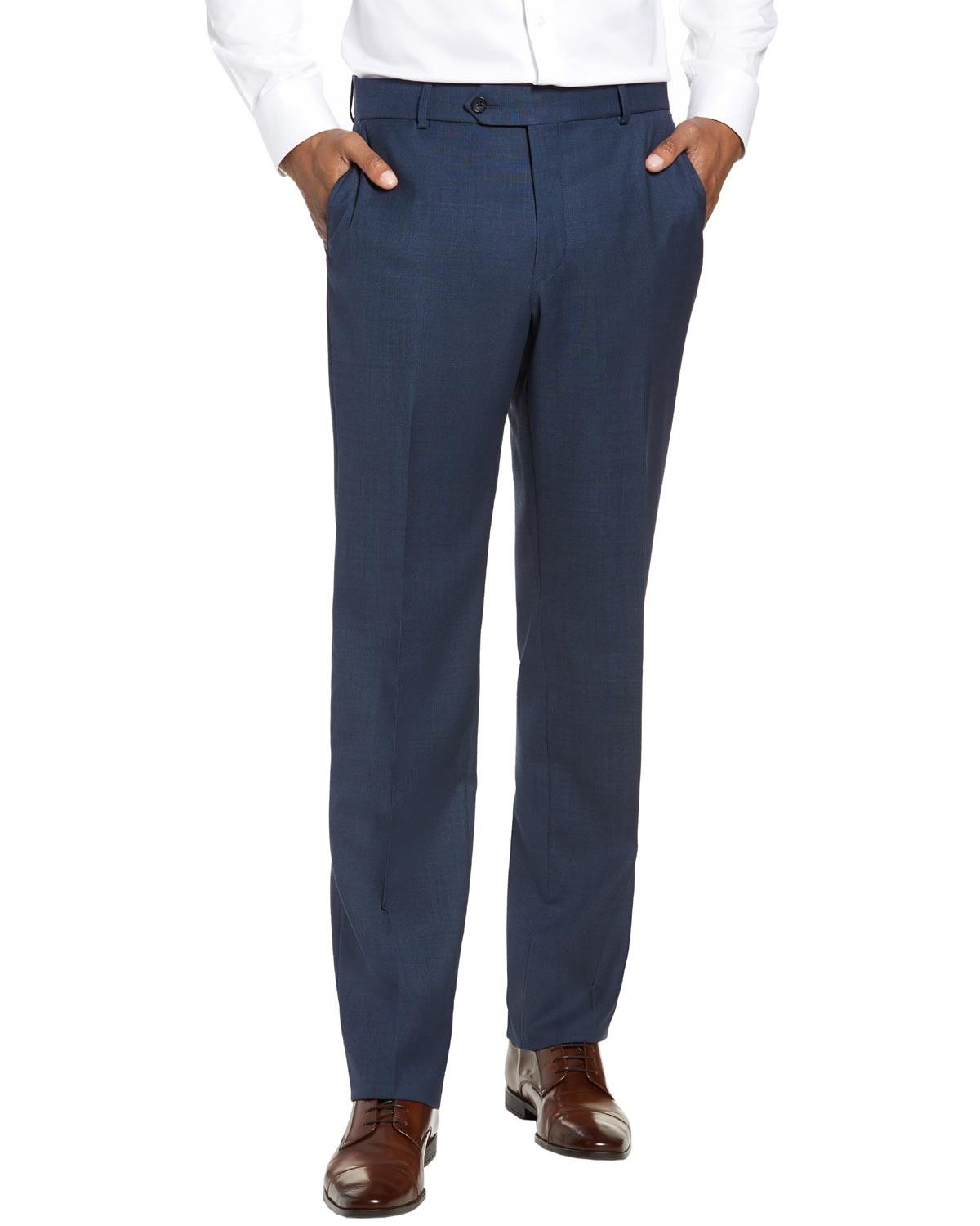 Мужские брюки Luigi Bianchi с меланжевой текстурой спереди, 40 темно-синий