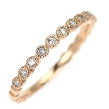 Agate K10PG Diamond Ring 0.09ct Milgrain Half Eternity - Auth free shipping from