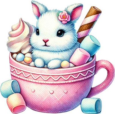 Ostern heißer Kakao Hase Kaninchen Wandbild Schlafzimmer Auto Vinyl Aufkleber Abziehbild 6 Größen