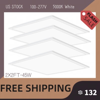 4Pack 2x2FT LED Flat Panel Light 5800LM 45W 5500K Dimmable Drop Ceiling Office