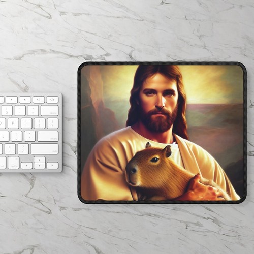 Capybara Mouse pad, Jesus Holding Capybara Gaming Mouse Pad - Picture 3 of 5