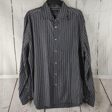 Camicia Zara uomo grigia bianca a righe bottoni davanti manica lunga taglia 18 Eur 16