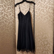 Betsey Johnson New York Vintage Y2K Black Tulle Pleated Dress Size 2