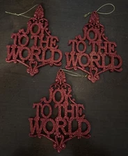 CHRISTMAS GLITTER STYLE HANGING ORNAMENTS Red Joy To The World