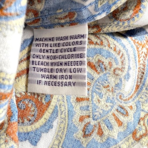 Camicia uomo Alan Flusser paisley con bottoni manica lunga 2XL cotone blu arancione - Foto 10 di 13
