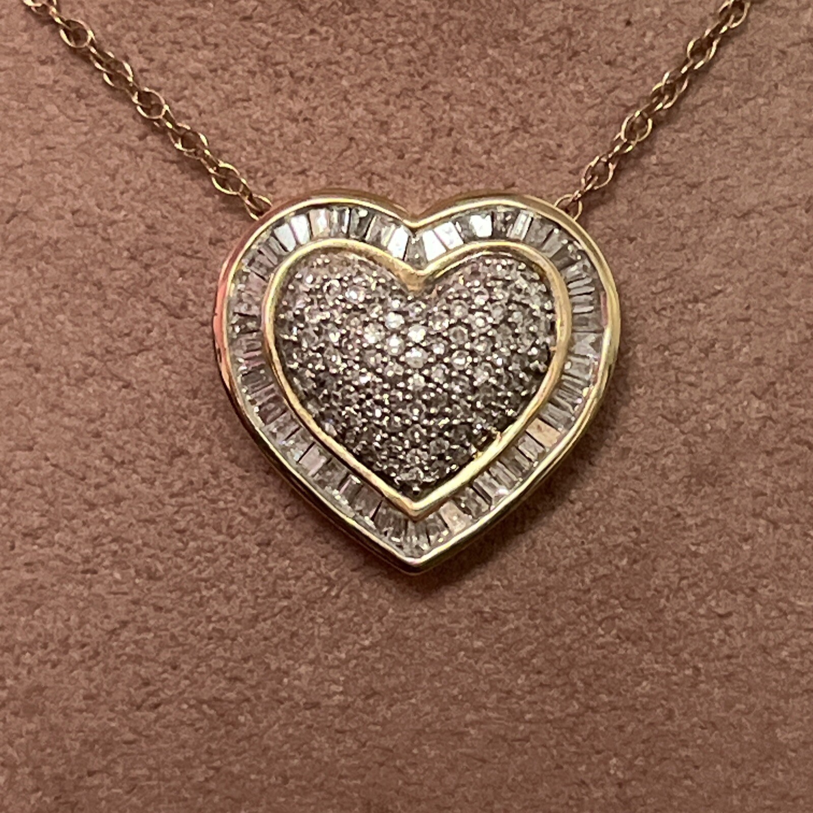 Gold Heart Diamond Necklace. Real Gold Real Diamo… - image 5