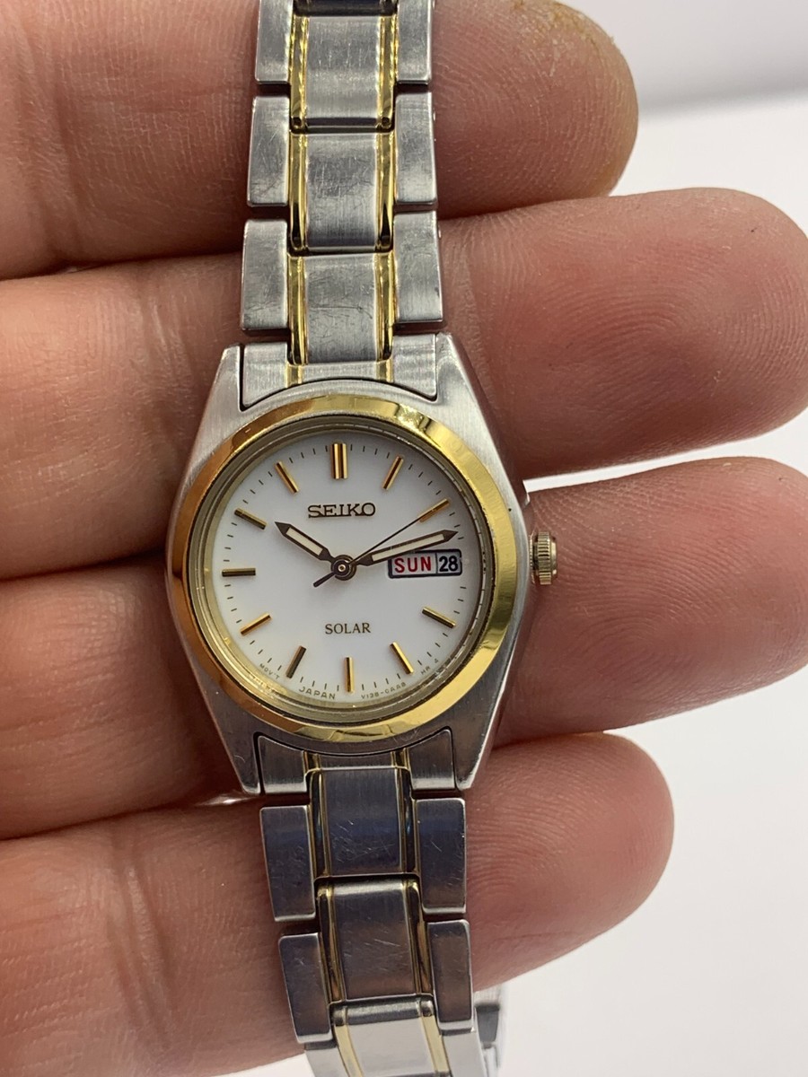 Seiko watch Solar Women's V138-0AA0 Solar Tone Day/Date Working