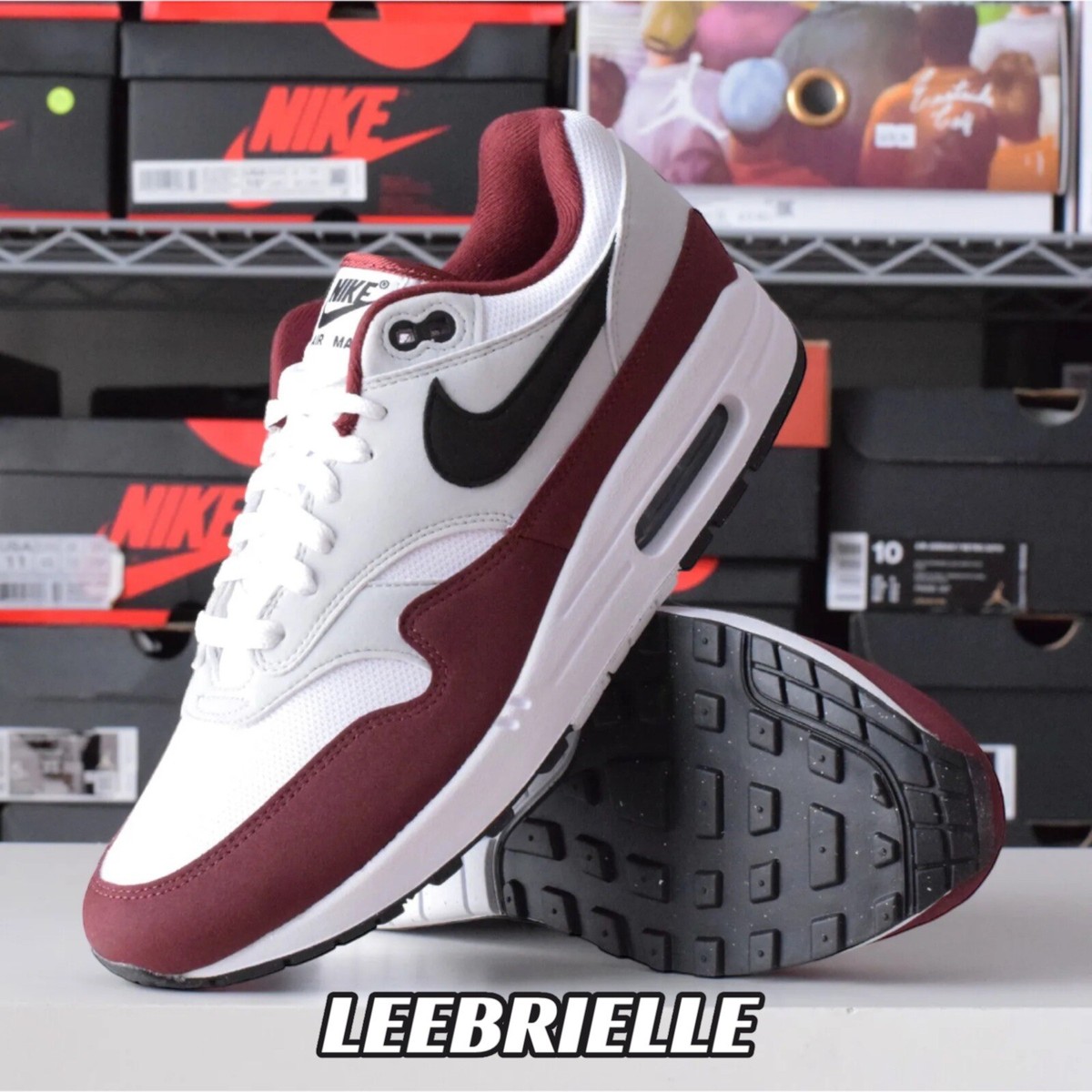 FD9082-106 - Nike Air Max 1 White Black Dark Team Red Men FD9082-106 - Nike Air Max 1 White Black Dark Team Red Men