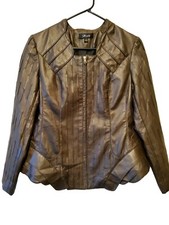 Flair Metallic Brown Full Zip Lined Lightweight Jacket Sz S
