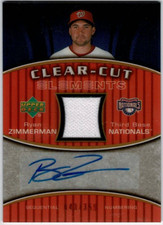 Ryan Zimmerman Auto 2007 UD Clear-Cut Elements Baseball /350 22990