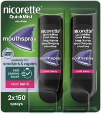 Nicorette Quickmist Duo COOL BERRY, 2 x 150 sprays ""SHIPS SUPER FAST FROM USA""
