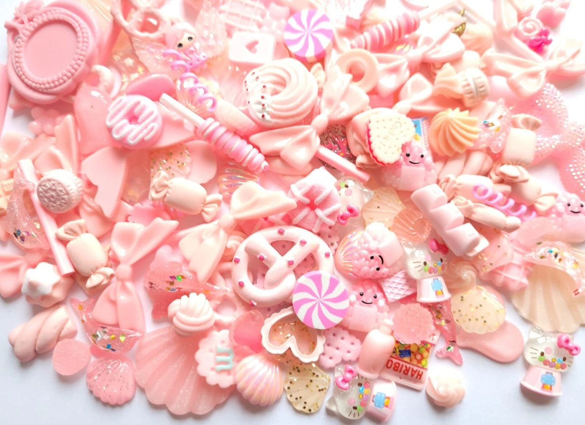 100 pieces FREE POSTAGE Pink cabochon mix craft supplies decoden uk supplies
