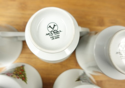 5 Sea Gull Jian Shiang Christmas Footed Coffee Tea Cups - Picture 9 of 10