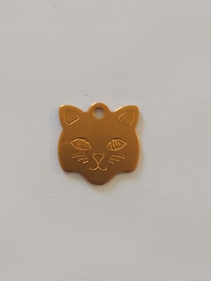 Custom Engraved- Cat Face Personalized Pet ID Tag-1 Sided-10 Color Choices
