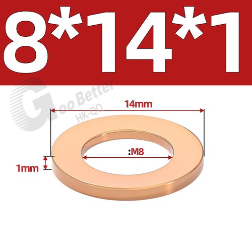 Copper Sealing Washers Metric - M3 M4 M5 M6 M8 M10 M12 M14-M60 Sump Plug Washer - Picture 42 of 130