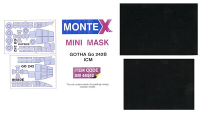 Montex 1/48 GOTHA Go-242B CANOPY & WHEELS PAINT MASK ICM Models