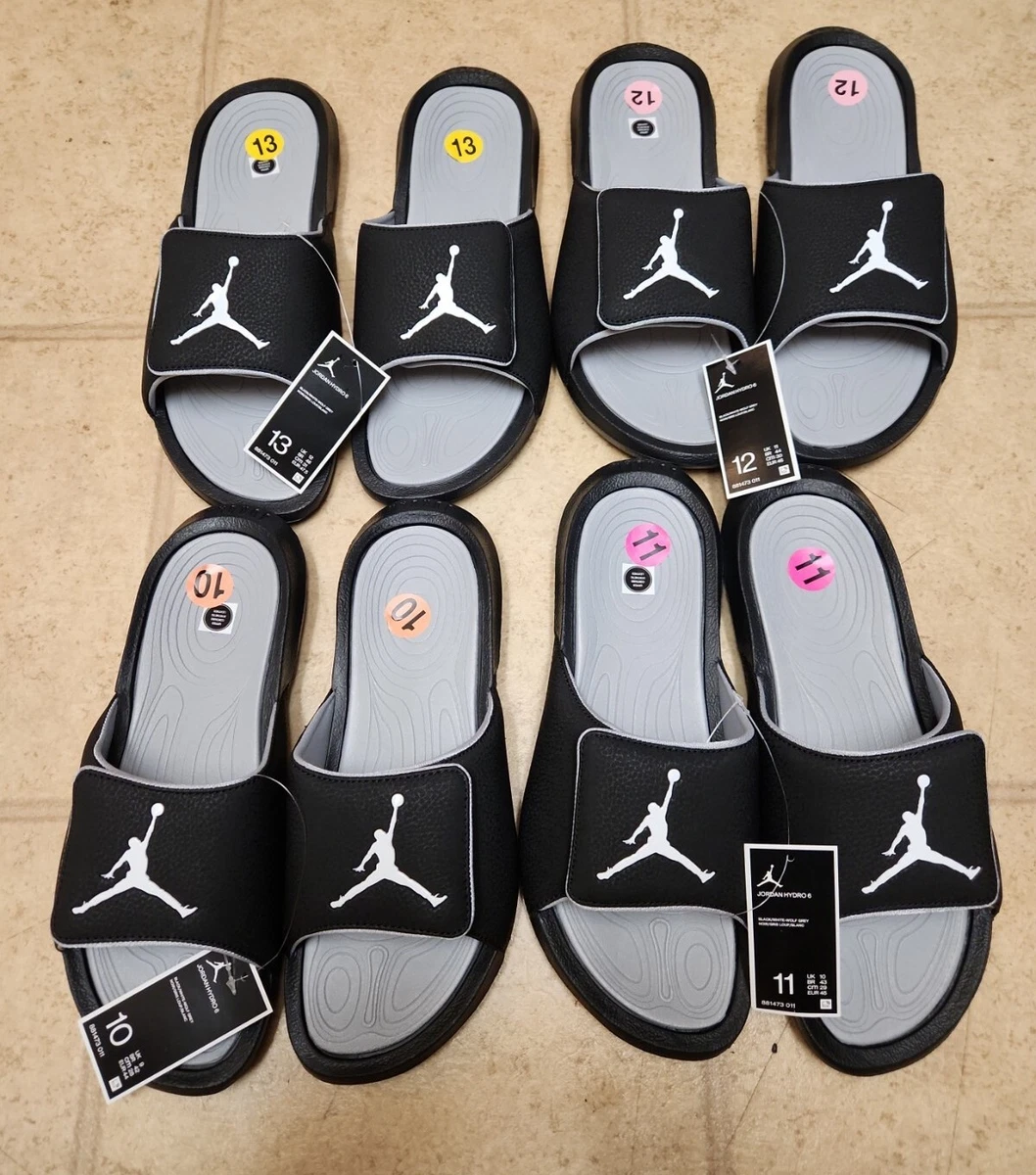 Nike Air Jordan Hydro 6 Slides Black Gray 881473 011 Multi Sizes Available READ