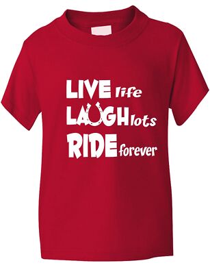 T-Shirt Live Laugh Ride Reiten Reiter lustig Pony Kinder 1-13 Jahre