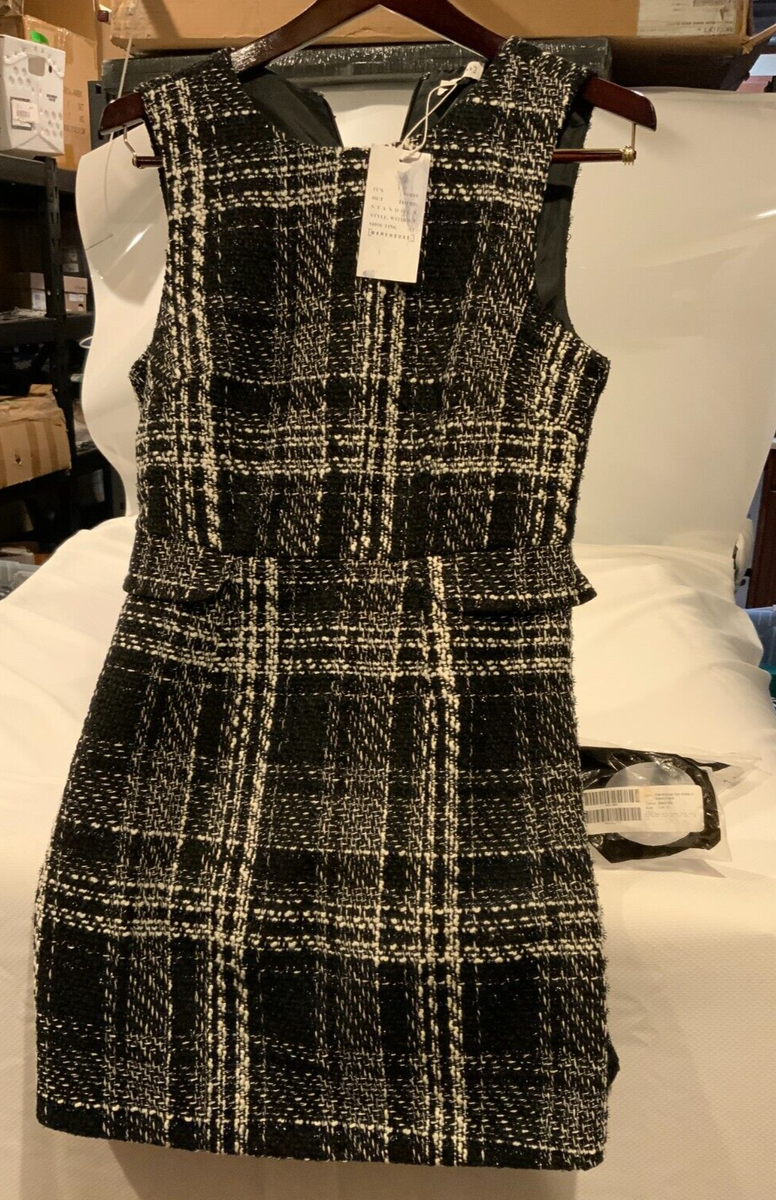 Women's Warehouse Mini Dress In Tweed Check, Style# 1591088, Size