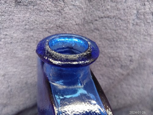 Vidrios De Levante (GOOD COND) 18cm 7" Cobalt Blue Glass Bottle Flask Hand Blown - Picture 9 of 13
