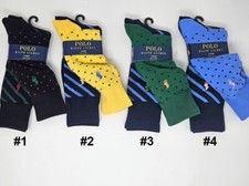 POLO RALPH LAUREN Men's Dot  Stripe Slack Socks, 2-Pack, 10-13, Multi-color