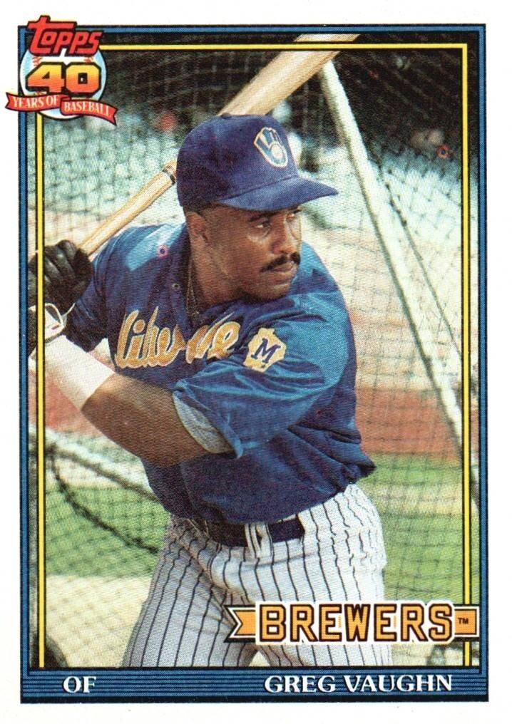 TOPPS 40 YEARS OF BASEBALL 1991 BASEBALL CARD 347 GREG VAUGHN