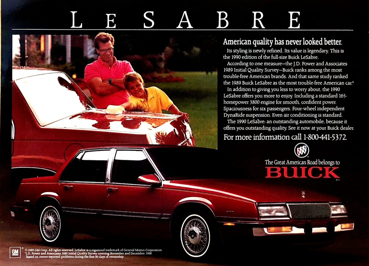 1990 BUICK LESABRE SEDAN—VINTAGE MAGAZINE ADVERTISEMENT—ORIGINAL