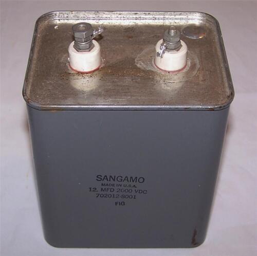 1 vintage Sangamo 12mfd 2kv high voltage capacitor