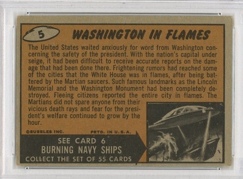 1962 Mars Attacks 5 Washington in Flames PSA 4 - Picture 4 of 4