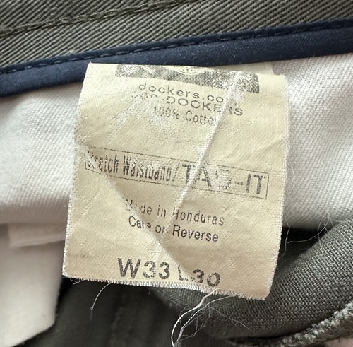 Pantalones DOCKERS Caqui Vintage Años 90 33x30 REALMENTE Desteñidos Verde Oliva Puños Fatigues - Imagen 15 de 17