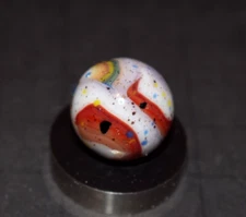 JABO/DAS Infused Glass OXBLOOD Swirl Toy Marble Size .718"=23/32"=18mm Mint