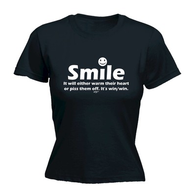 Smile It Will Entweder Warm Their Heart - Damen T-Shirt Lustig T-Shirt Neuheit
