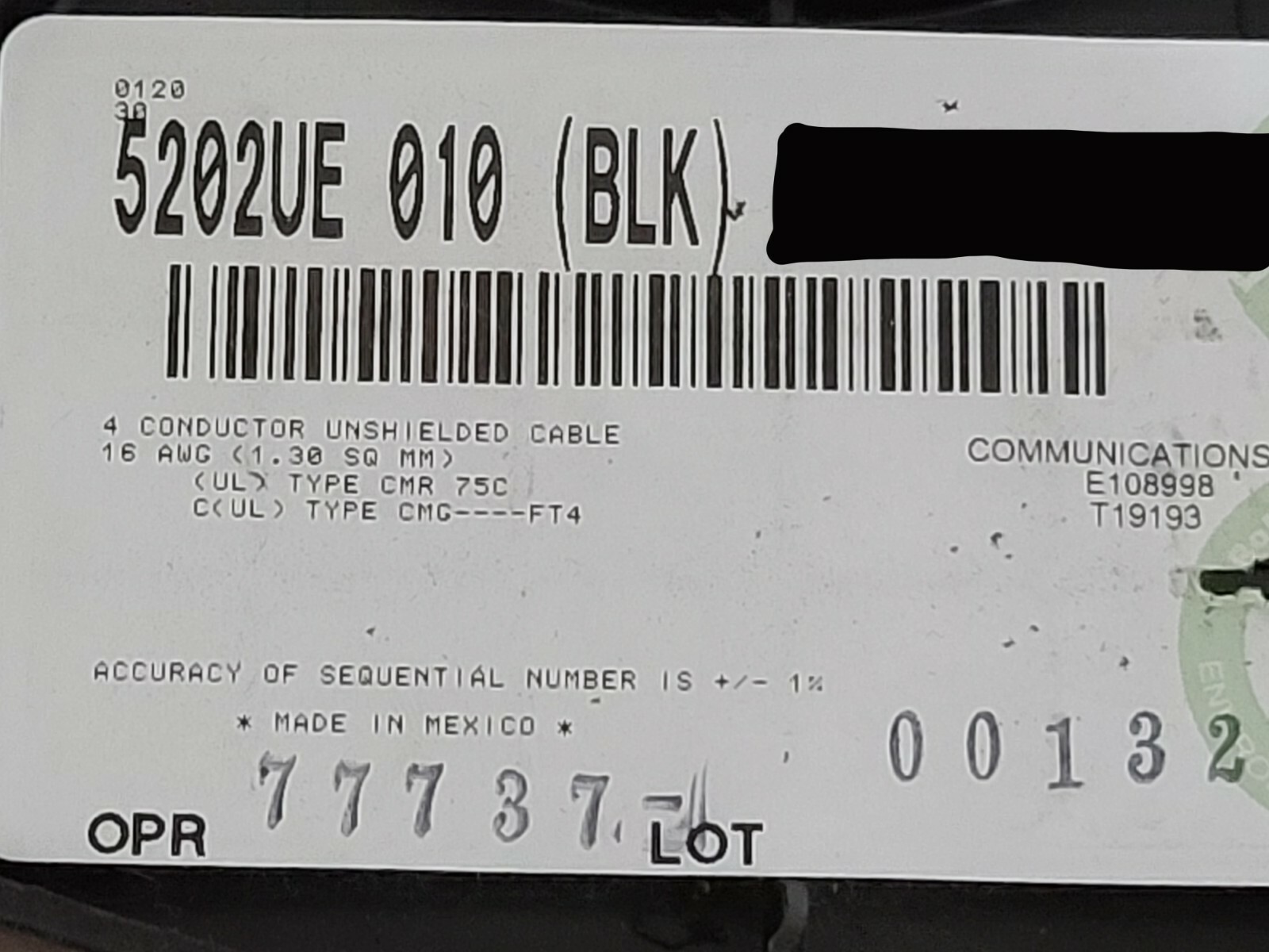 Câble Audio/sécurité Belden 5202UE 16/4C – Gris, 50 Pieds, Cuivre Nu Torsadé