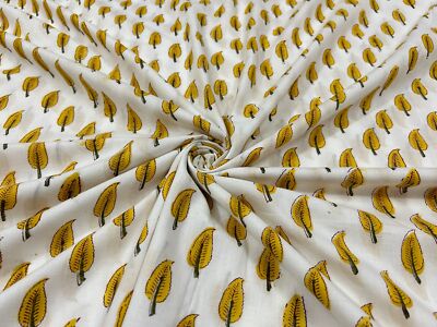 DIY Craft Sewing Material 5 Yards Hand Block Print Cotton Fabric Sanganeri