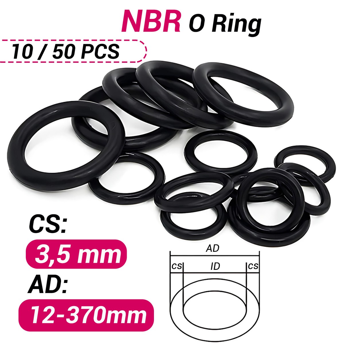O-Ringe / Dichtringe NBR 70 – 2,8 X 1,5 Mm, 10 Stück, Nach DIN 3771/ISO 3601