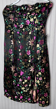 Lulus Womens DRESS L Floral Satin Midi Brocade Satin Slit -Make a Move NEW
