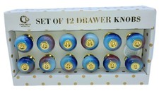 Casa Decor Set of 12 Drawer Knobs Ceramic Hand Crafted Tie Dye Rainbow Pulls