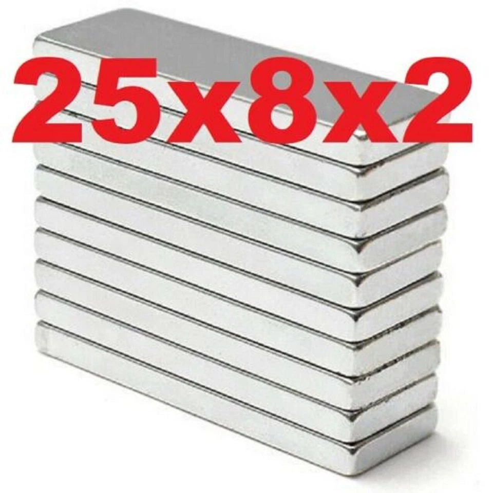 Strong Magnets 25x8x2 mm N52 grade neodymium block small thin rectangle magnet