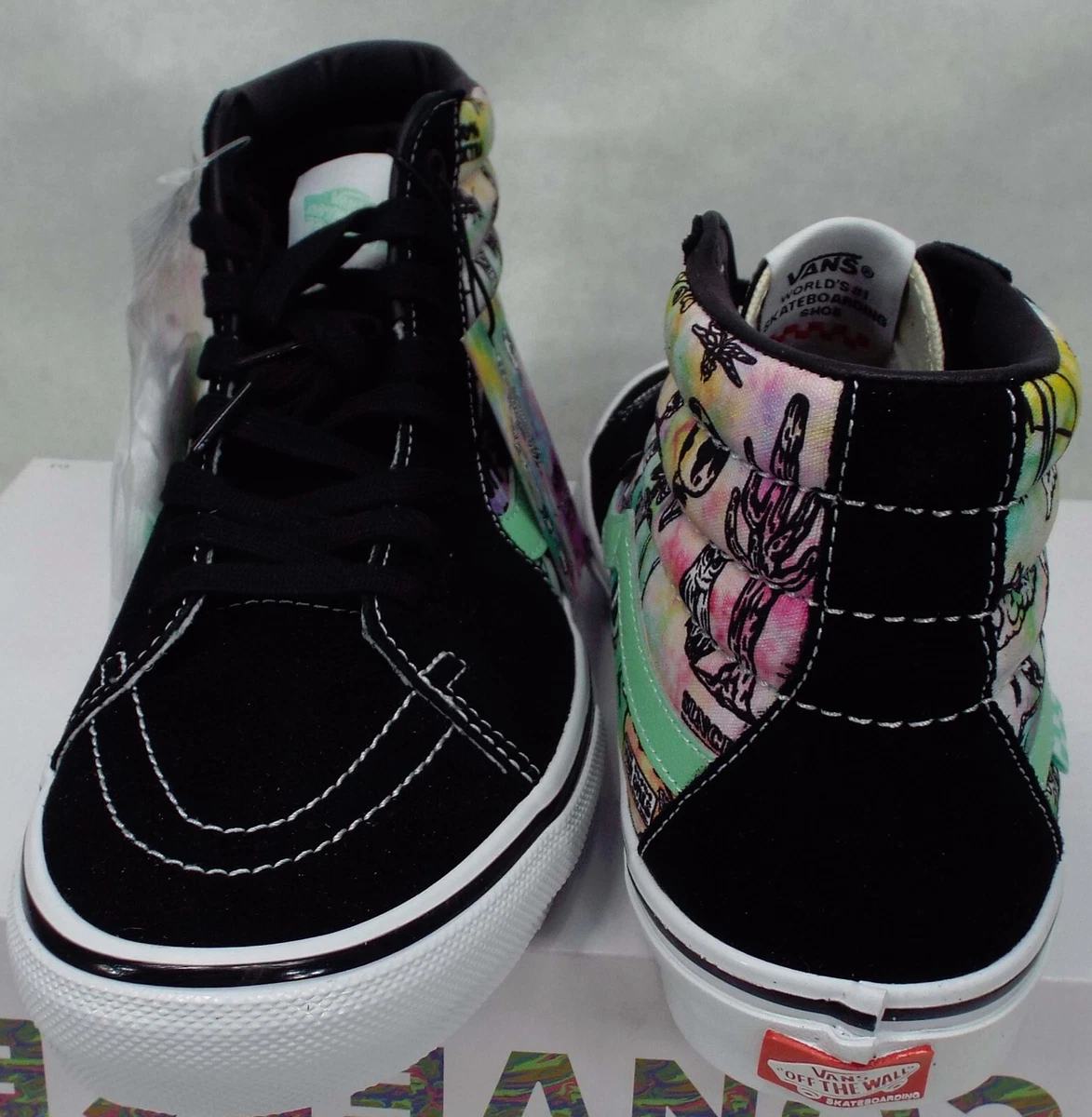 Black and clearance mint green vans
