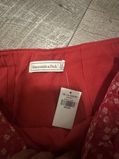 Abercrombie Fitch Red White Floral Ruffle Short Skirt Size M