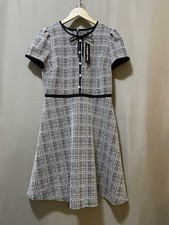 NWT KARL LAGERFELD PARIS Women Jacquard Knit Pearl Button Dress SZ 4 Black/White