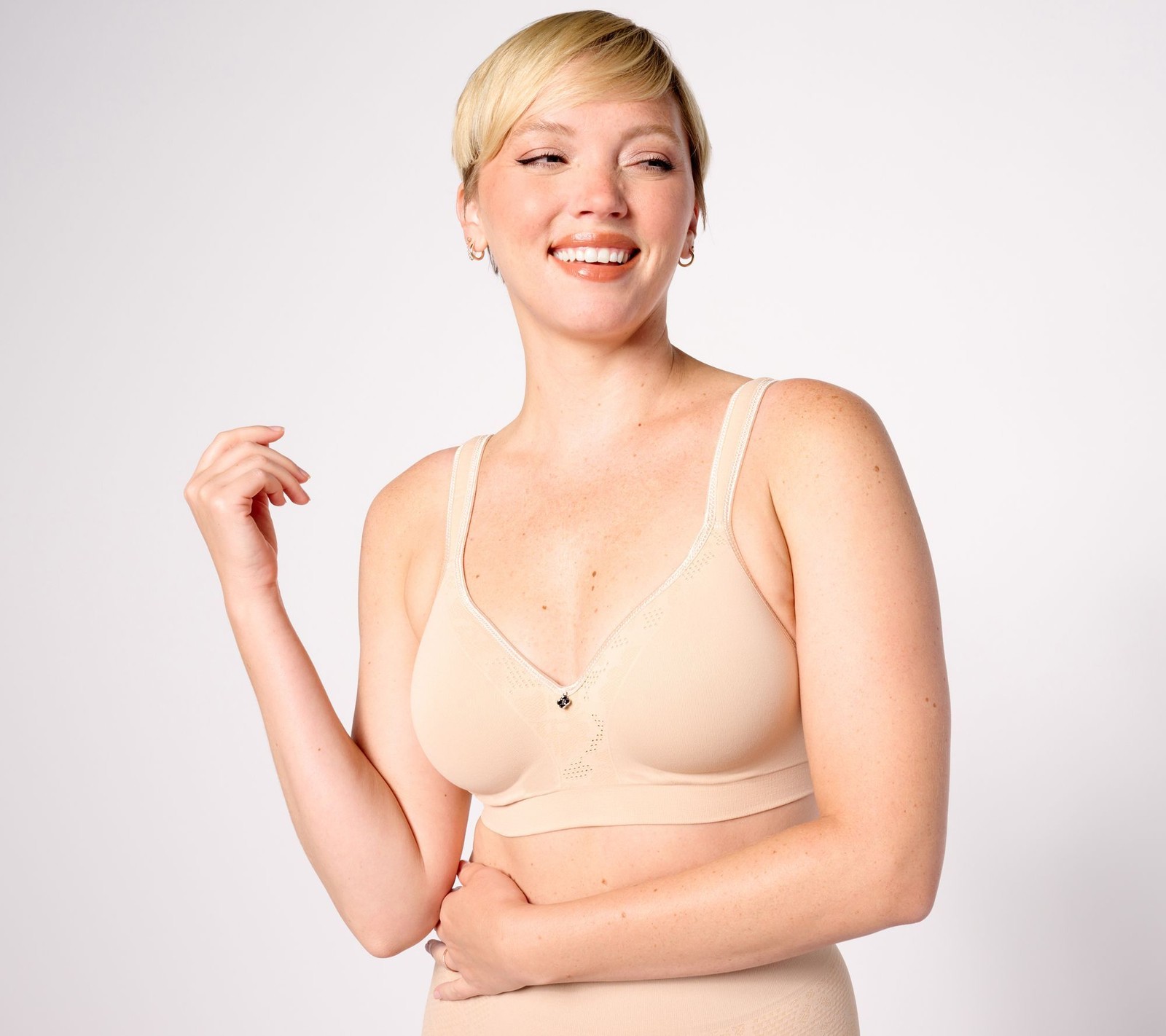 Breezies Women's Bra Sz 36DD Seamless Lace Comfort WF Tshirt Brown A606733
