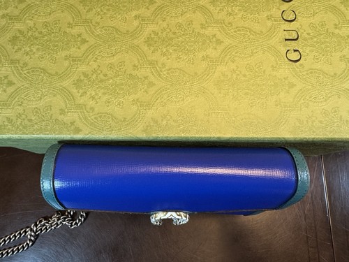 New Authentic Gucci Dionysus Leather Crossbody Bag Blue Green - Picture 9 of 14