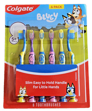 Brand New Unsealed Colgate Bluey Characters 6 - Pack Toothbrushes 5 Years