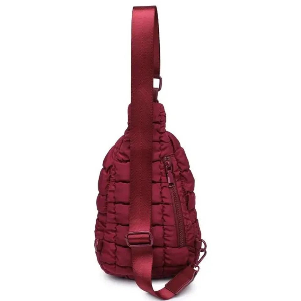 Mochila con cabestrillo de nailon acolchada hinchada Bristol borgoña Foto 3 de 4